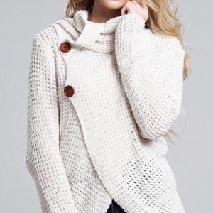 ❤️NWT Beige Knit Cowel Neck Cardigan